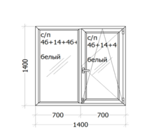 Окно Veka  Topline ( 5 камерный профиль) 1400 x 1400 мм с/п 4б+14+4б+14+4и
